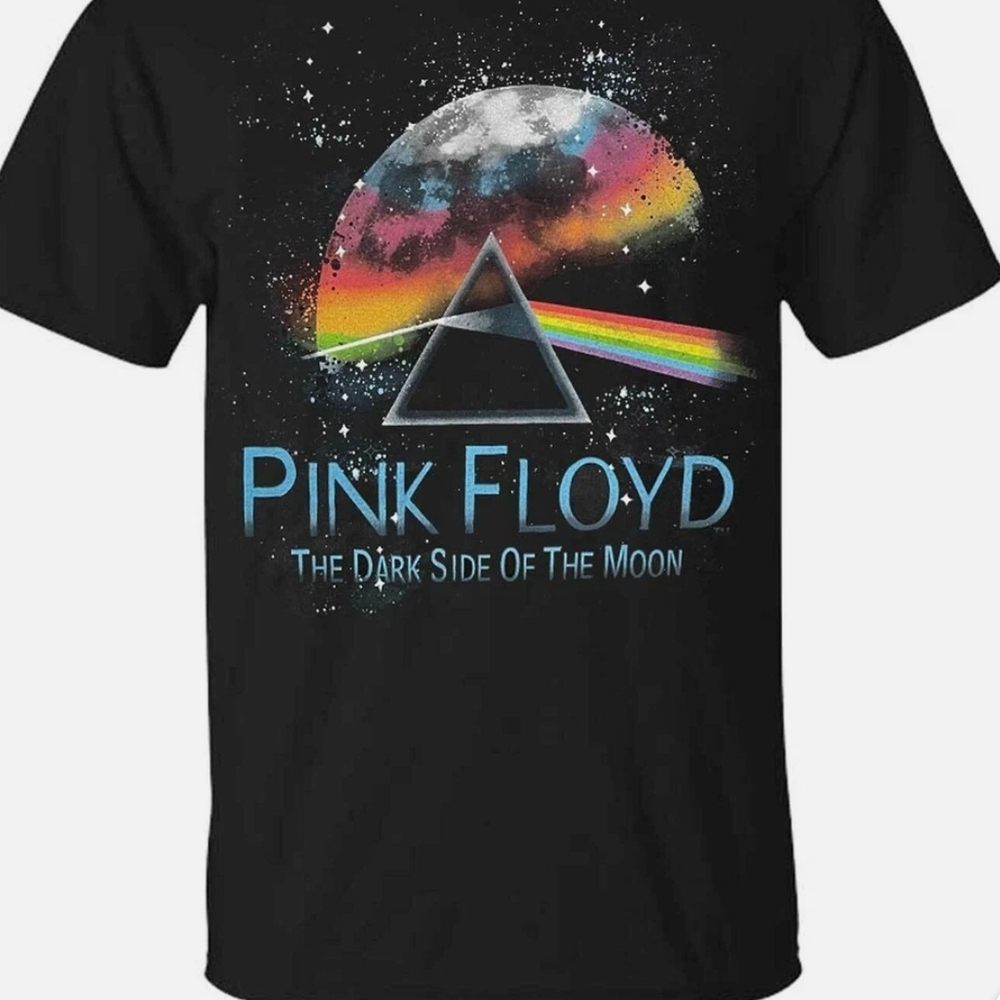 Pink Floyd Black Tee with Colorful Prism Design